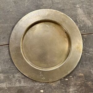 2/4 Antique Brass Church Collection Plate Patina Religious Tithe Tray